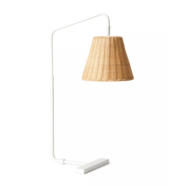 Flynn Table Lamp - White Base/Wicker Shade, 26"H