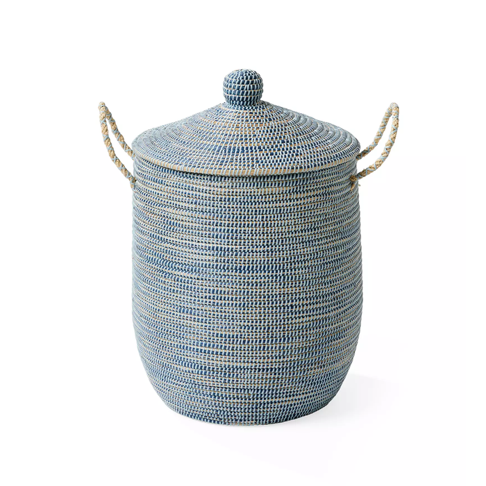 La Jolla Hamper, Blue, Medium, 18" Dia