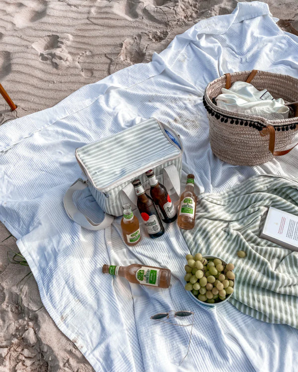 Beach Towel, Sage Stripe