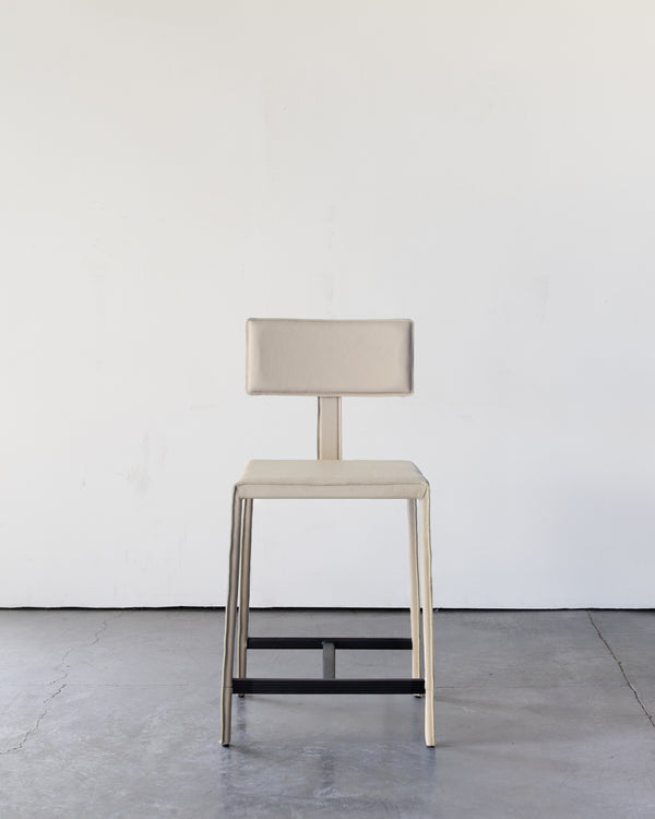 Cato Top Grain Leather Counter Stool, Sand