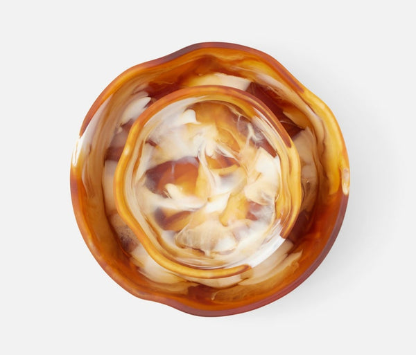 Beatrix Serving Bowls - Amber Swirled, 2 Sizes