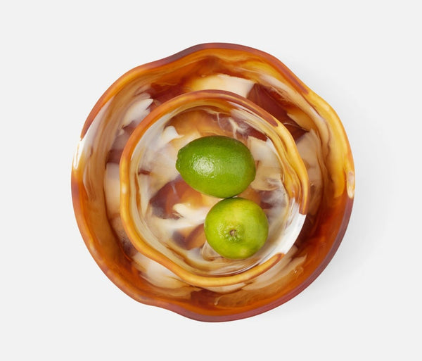 Beatrix Serving Bowls - Amber Swirled, 2 Sizes