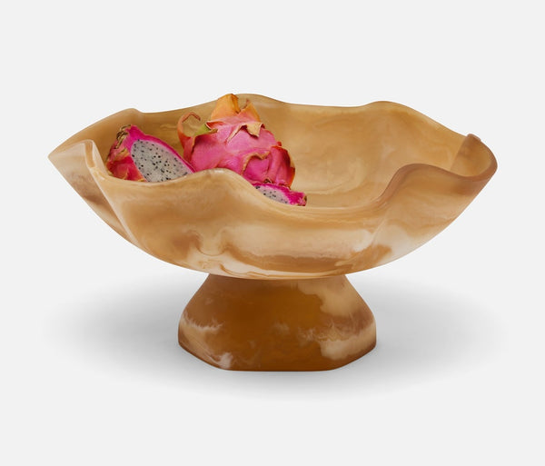 Cara Fruit Bowl - Amber Swirled, 14"Dia