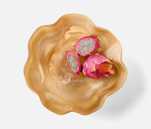 Cara Fruit Bowl - Amber Swirled, 14"Dia