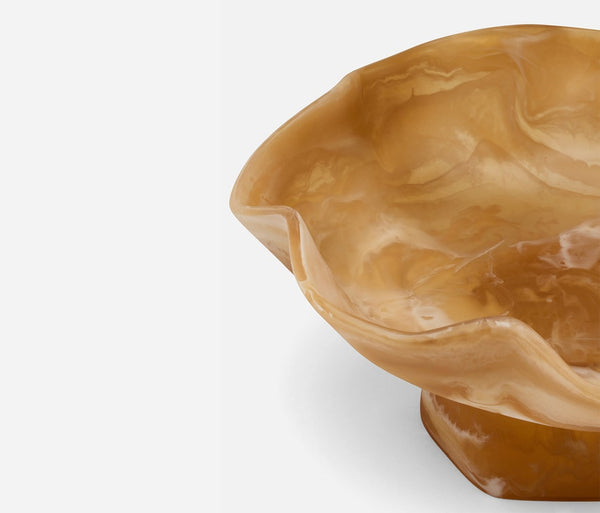 Cara Fruit Bowl - Amber Swirled, 14"Dia