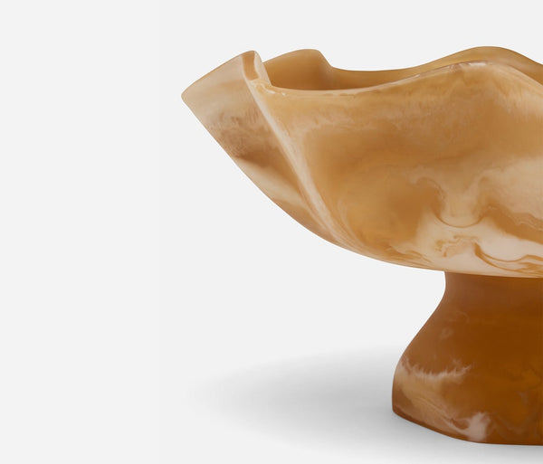 Cara Fruit Bowl - Amber Swirled, 14"Dia