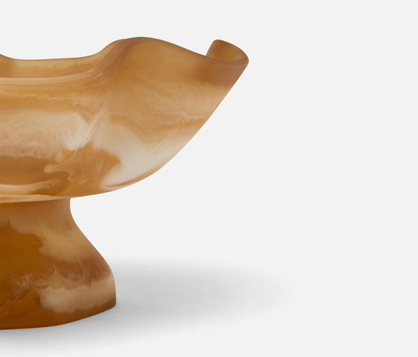 Cara Fruit Bowl - Amber Swirled, 14"Dia