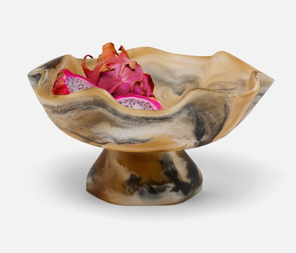 Cara Fruit Bowl - Black/Tan Swirled, 14"Dia