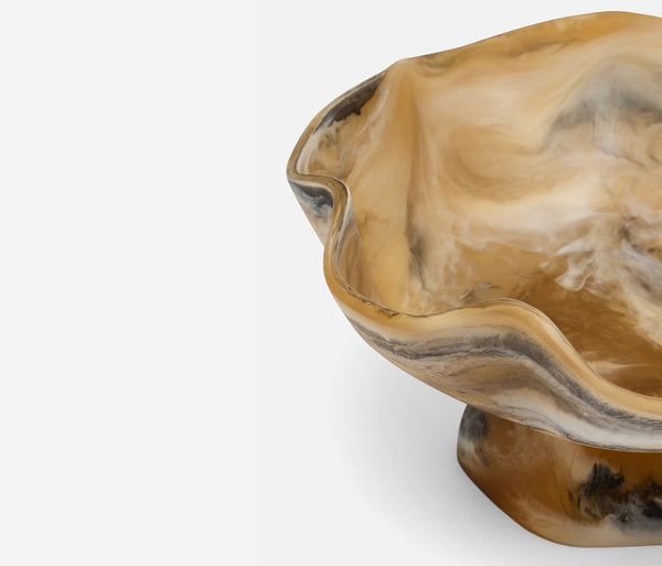 Cara Fruit Bowl - Black/Tan Swirled, 14"Dia