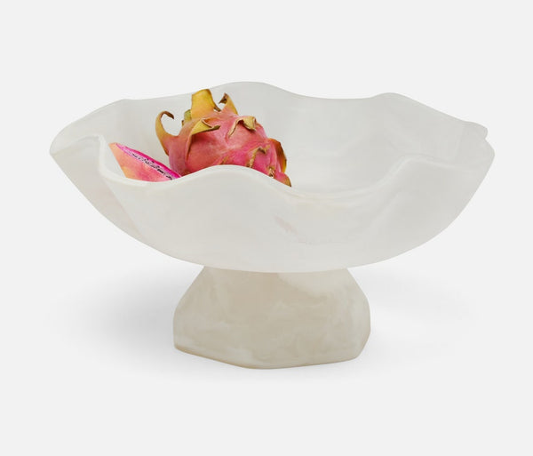 Cara Fruit Bowl - White Swirled, 14"Dia