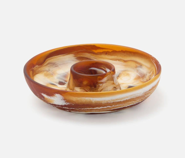 Hugo Amber Swirled Chip And Dip Bowl