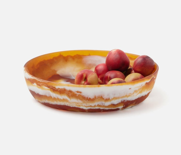 Hugo Serving Bowl - Amber Swirled, 13.5"Dia