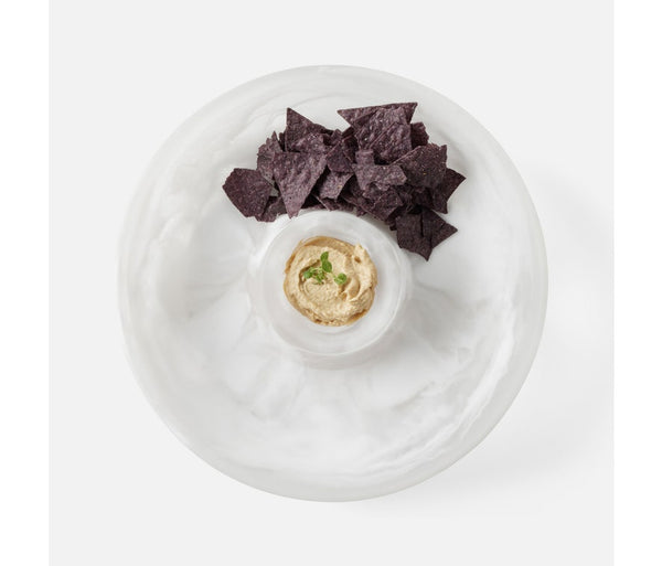 Hugo White Swirled Chip And Dip Bowl