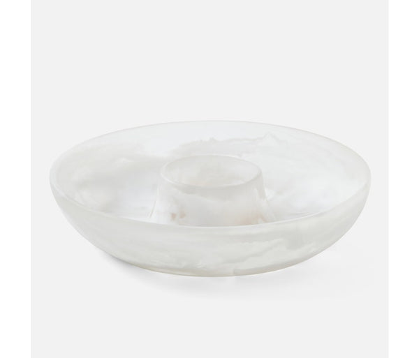 Hugo White Swirled Chip And Dip Bowl