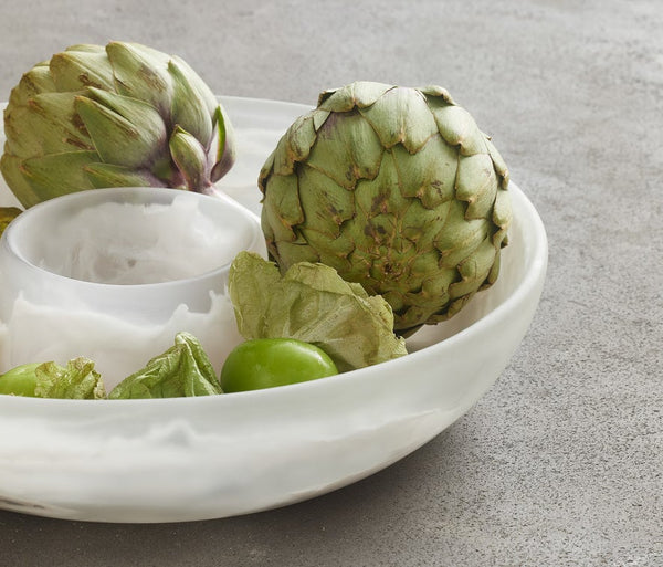 Hugo White Swirled Chip And Dip Bowl