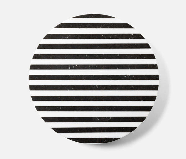 Marceau Lazy Susan - Black/White Striped, 16"Dia