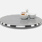 Marceau Lazy Susan - Black/White Striped, 16"Dia