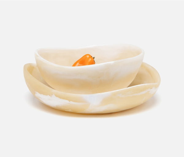 Mazzy Serving Bowls - Ivory Swirled, 2 Sizes