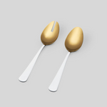Gold & White Serving Spoon, Set of 2