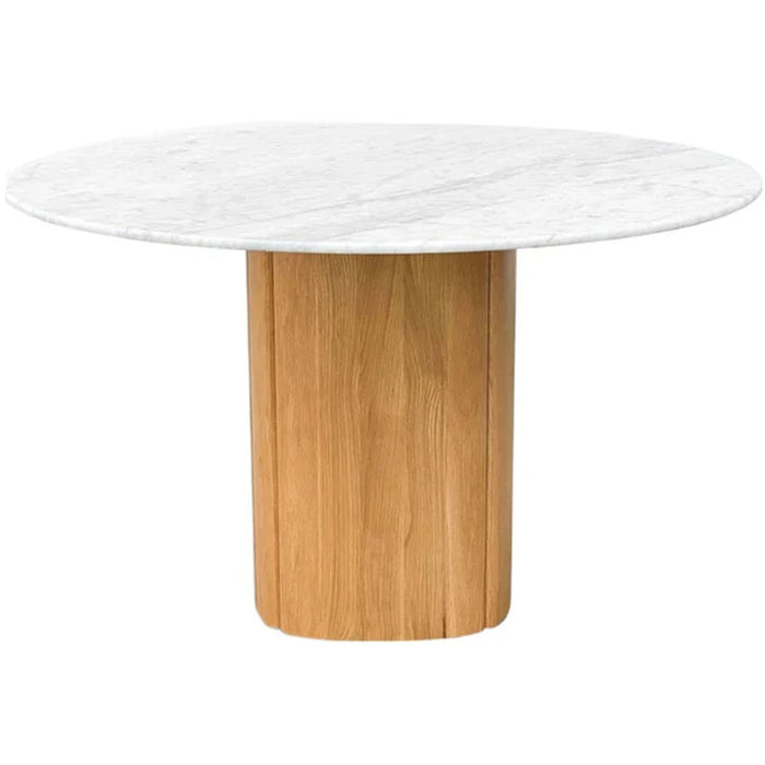 Tathra Round Dining Table, Light Oak, Marble, 61"Dia