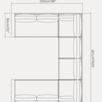 Sky Anthracite U Shape Sectional, 128"W x 98"D