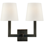 Square Tube Double Sconce, Bronze