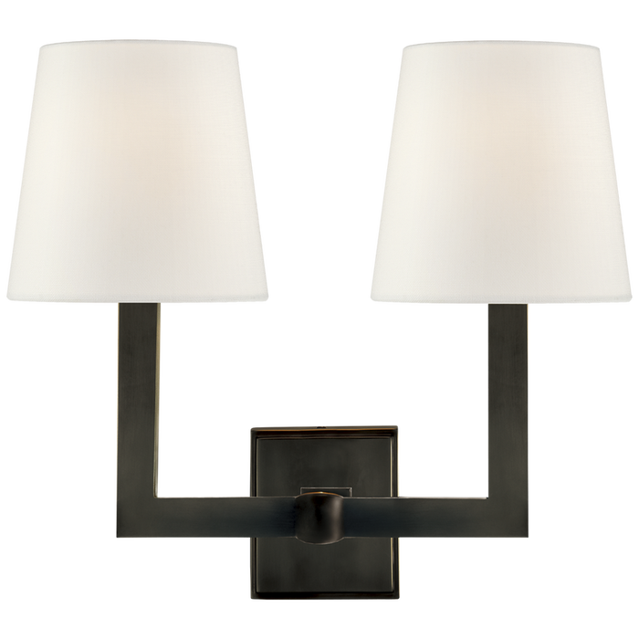 Square Tube Double Sconce, Bronze