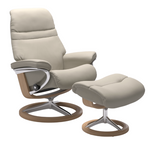 Sunrise Signature Chair & Ottoman, Paloma Light Grey/Oak