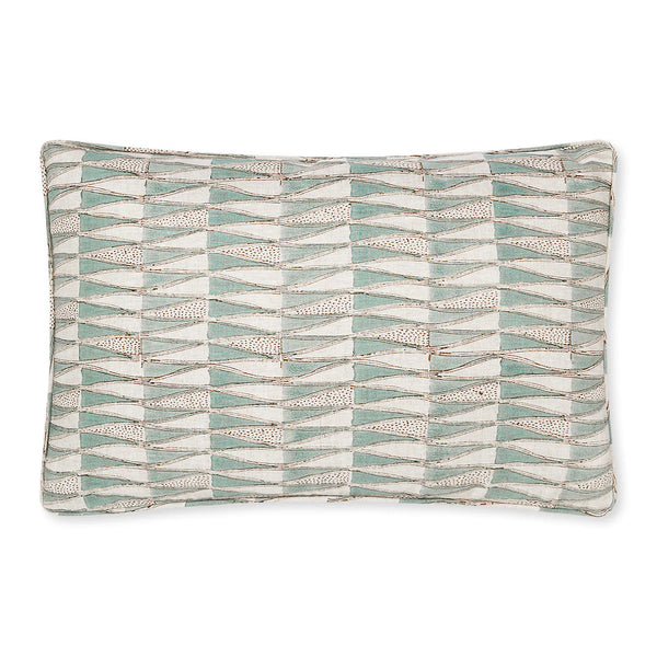 Tangier Oak Celadon Linen Cushion, 14" x 22"