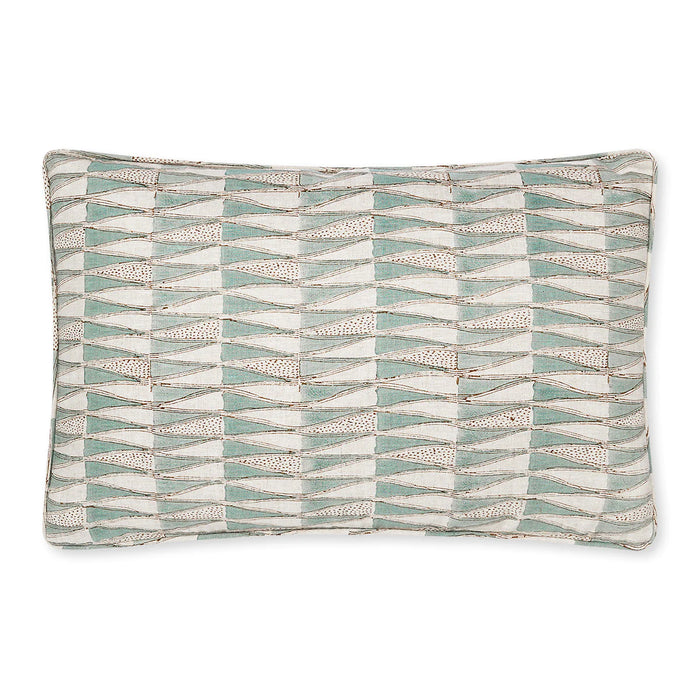Tangier Oak Celadon Linen Cushion, 14" x 22"