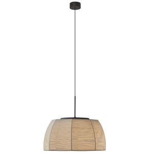 Tanit 24" Outdoor Pendant Light, Matte Black/Beige Thread Shade