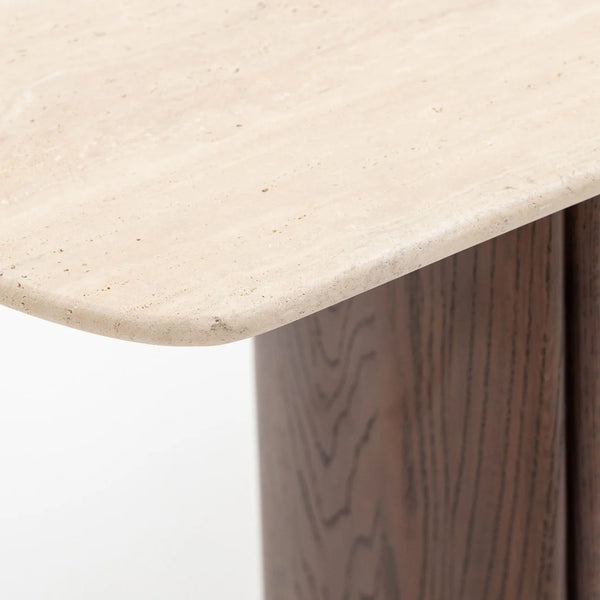 Tathra Console Table, Latte/Travertine, 59"W × 15.75"D × 29.5"H