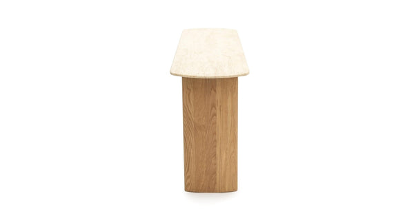 Tathra Console Table, Light Oak, Travertine, 59"W × 15.75"D × 29.5"H