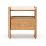 Tathra Nightstand,  Light Oak with Travertine Top, 21.7"W