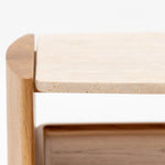 Tathra Nightstand,  Light Oak with Travertine Top, 21.7"W