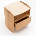 Tathra Nightstand,  Light Oak with Travertine Top, 21.7"W