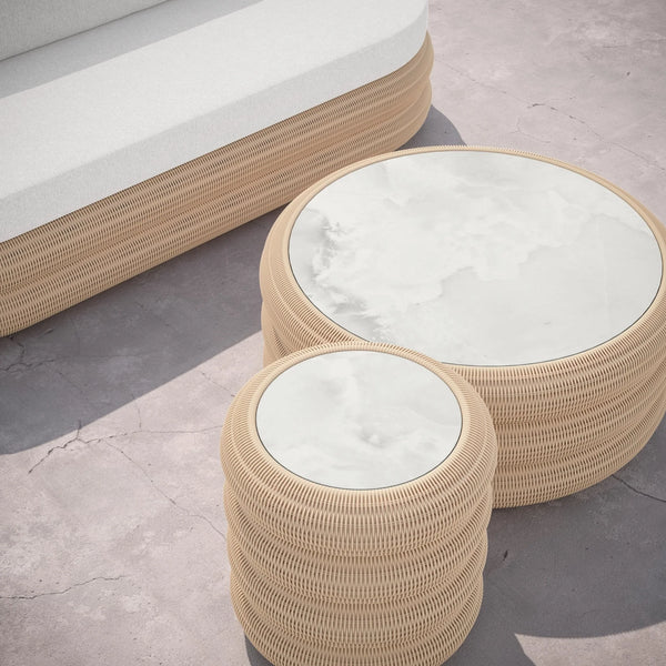 Texoma End Table, Dekton Helena Top