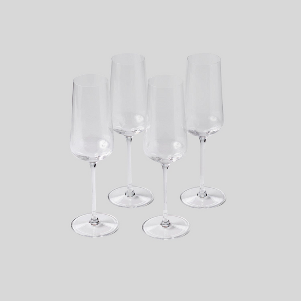 Clear Flute Glasses, Set of 4