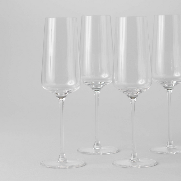 Clear Flute Glasses, Set of 4