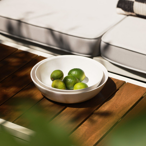 Speckled White Low Serving Bowls, Set of 2