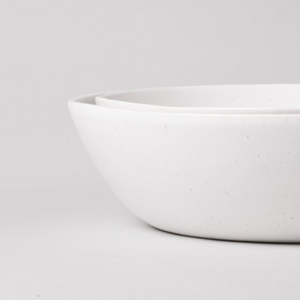 Speckled White Low Serving Bowls, Set of 2