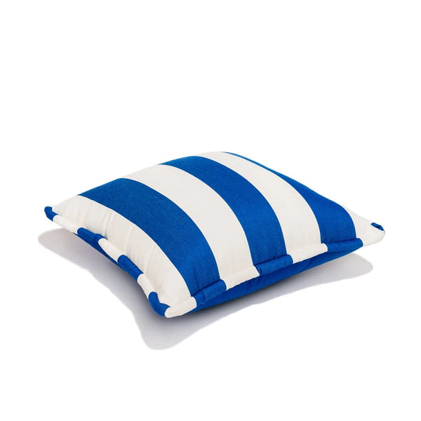 The Small Square Throw Pillow - Crew Mediterranean Blue Stripe, 18" x 18"
