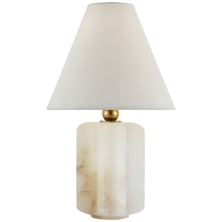 Iota Small Table Lamp, Alabaster and Hand-Rubbed Antique Brass