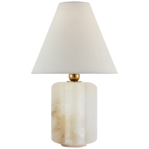 Iota Small Table Lamp, Alabaster and Hand-Rubbed Antique Brass