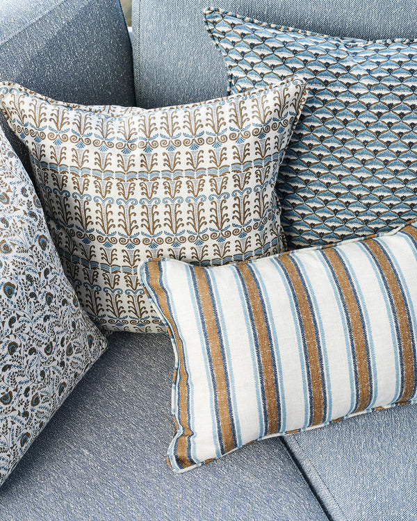 Lido Tobacco Linen Cushion, 14" x 22"