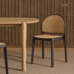 Luk Rattan Dining Chair, Light Oak/Black