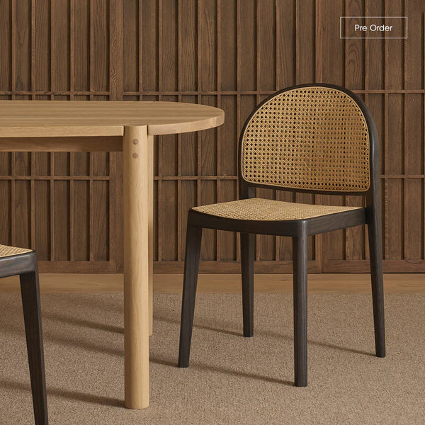 Luk Rattan Dining Chair, Light Oak/Black