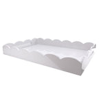 Large Lacquered Scallop Ottoman Tray - White,  26"W x 17"D