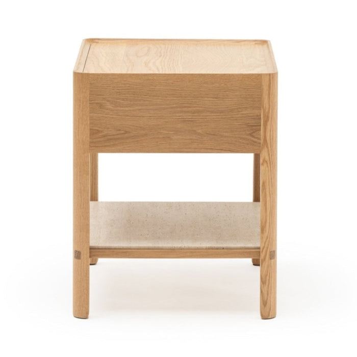 Tye Nightstand, Light Oak, Travertine, 17.7"W × 17.7"D × 21.7"H