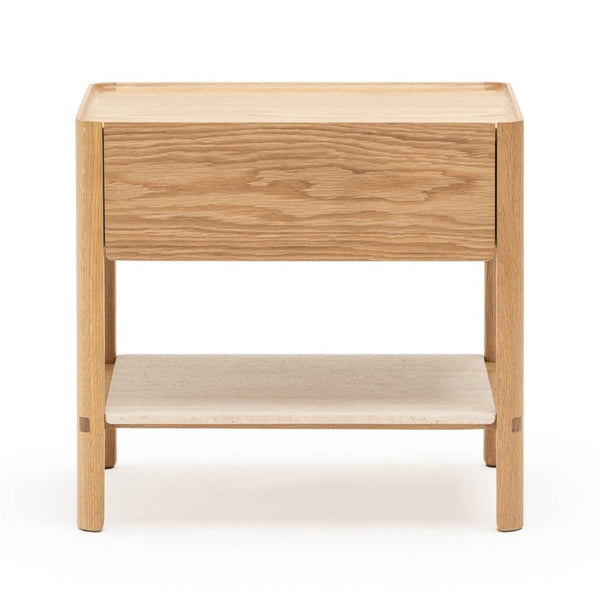 Tye Nightstand, Light Oak, Travertine, 23.6"W × 17.7"D × 21.7"H